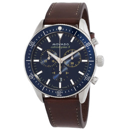 Mens Movado Heritage Chronograph Quartz Blue Dial Watch 3650121