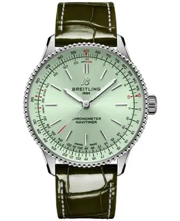 Authentic Breitling Navitimer Automatic 36 Green Dial Leather Strap Women's Watch Model A17327361L1P1