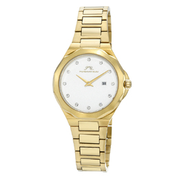 Porsamo Bleu Victoria Ladies' Watch 1242bvis Silver-tone Dial With White Subtle Hue, Crystal Hour Markers, Gold Tone Accents