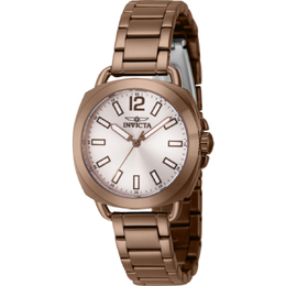 Invicta Wildflower 46348 Ladies Quartz Watch Silver Dial Brown Case