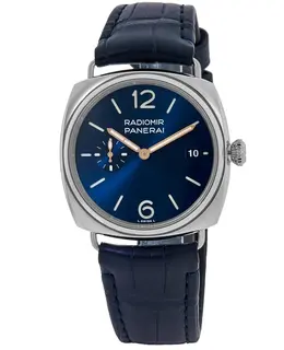 Panerai Radiomir Quaranta Blue Dial Leather Strap Men's Watch pam01293