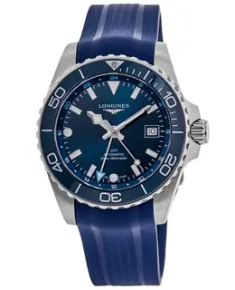 L3.790.4.96.9 Longines HydroConquest GMT Men's Watch - Blue Dial, Rubber Strap