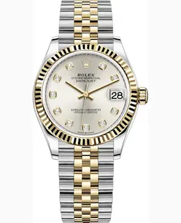 Rolex Datejust 31 Stainless Steel & Yellow Gold Silver Diamond Dial Women's Watch Model M278273-0020