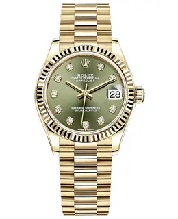 Rolex Datejust 31 Yellow Gold Olive Green Diamond Dial Women’s Watch - Model M278278-0011