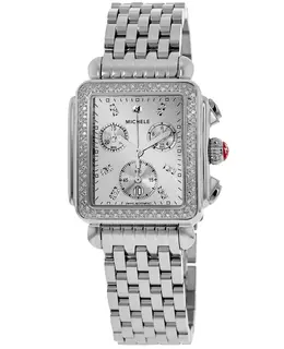 MICHELE Deco High Shine Chronograph Silver Dial Stainless Steel Women's Watch Model MWW06A000804
