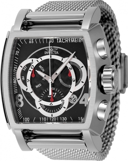 Invicta 46007 - Mens Chronograph Date Quartz Watch, Black Dial, Steel Case