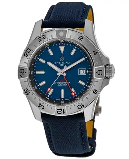 Brand New Authentic Breitling Avenger GMT-Automatic 44mm Blue Dial Leather Strap Men's Watch A32320101C1X1