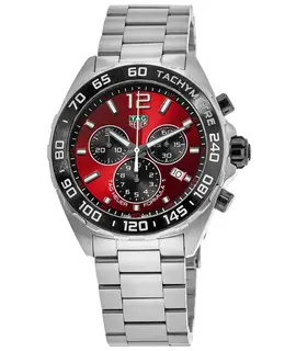 Tag Heuer Formula 1 Quartz Chronograph Red Dial Steel Bracelet Men's Watch caz101an.ba0842