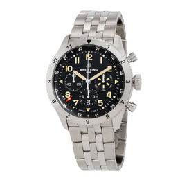 Breitling Super Avi Chronograph Automatic Chronometer Black Dial Mens Watch AB04453A1B1A1