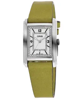 Oris Rectangular Automatic White Dial Calfskin Strap Unisex Watch Model 01 561 7783 4061-07