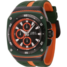 46107 Invicta Men's Speedway Chronograph Quartz Watch - Black Dial Stainless Steel Case with Green Silicone Strap