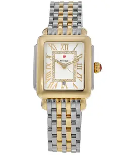 Michele Deco Madison Silver Diamond Dial Two Tone Bracelet Women's Watch mww06g000013