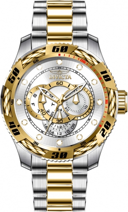 Invicta 45751 - Mens Speedway GMT Quartz Watch with Silver Dial and Gold Tone Elements