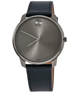 Movado Thin Grey Dial Blue Leather Strap Men's Watch 3600586