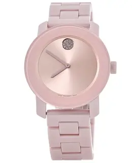 Brand New Authentic Movado Bold Ceramic Blush Dial Women's Fashion Watch Model 3600804