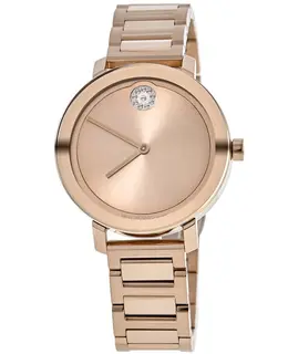 Brand New Authentic Movado Bold Evolution Carnation Gold Rose Gold Steel Women's Watch Model 3600824