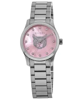 Gucci G-Timeless Women's Watch Model YA1265025 - 27mm Pink Diamond Dial Steel