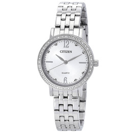 Citizen Quartz Crystal Silver Dial Ladies Watch EL310elling-A
