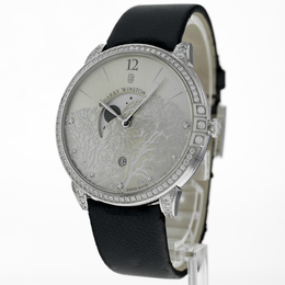 HARRY WINSTON PRE-OWNED MIDNIGHT SILVER SUNRAY DIAL DIAMOND MEN'S WATCH - MIDQMP39WW001
