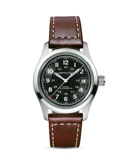 Часы Hamilton 38 мм, хаки 1553990 | black/brown