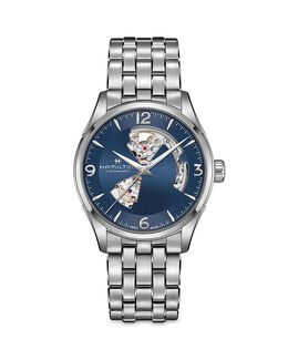 Часы Jazzmaster с открытым сердцем, 42 мм Hamilton 4137947 | blue/silver