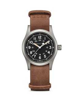 Механические полевые часы цвета хаки, 38 мм Hamilton 4137969 | black/brown