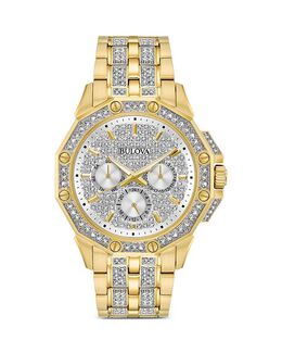 Хрустальные часы Bulova, 42 мм 4489928 | white/gold