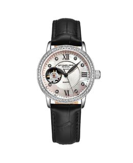 Женские часы с черным кожаным ремешком 34 мм Stuhrling, черный 10540629 | black