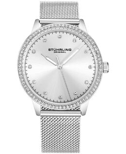 Женские серебристые часы-браслет с сеткой, 38 мм Stuhrling, белый 12444987 | white