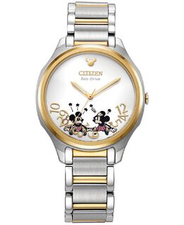 Двухцветные часы с браслетом из нержавеющей стали Falling Mickey & Minnie, 35 мм Citizen 13757343 | two-tone