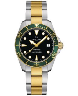 Женские швейцарские автоматические часы DS Action Diver с двухцветным браслетом из нержавеющей стали, 38 мм Certina, черный 16224974 | black