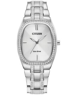 Женские часы Eco-Drive с браслетом из нержавеющей стали с кристаллами, 28 мм Citizen 16473264 | silver-tone