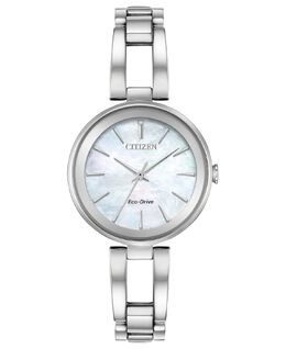 Женские часы Axiom Eco-Drive с браслетом из нержавеющей стали, 28 мм Citizen, серебро 5670921 | silver