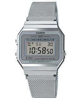 Унисекс цифровые часы-браслет из нержавеющей стали с сеткой 35,5 мм Casio, серебро 8923818 | silver