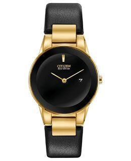 Женские часы Axiom Eco-Drive 30 мм с черным кожаным ремешком Citizen, черный 9574323 | black