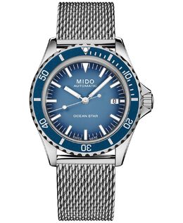 Швейцарские автоматические часы унисекс Ocean Star Tribute из нержавеющей стали с сетчатым браслетом, 41 мм Mido, синий 16183173 | blue