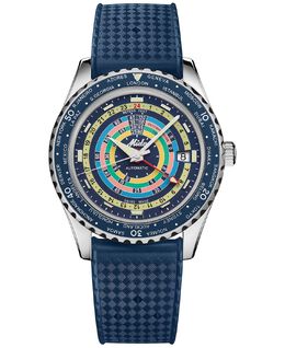 Унисекс Швейцарские автоматические часы Ocean Star Decompression Worldtimer с синим каучуковым ремешком, 41 мм Mido, синий 16183174 | blue