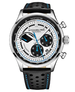 Мужские часы с черным кожаным ремешком 42 мм Stuhrling 10540689 | black