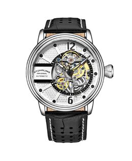 Мужские часы с черным кожаным ремешком, 44 мм Stuhrling 10540947 | black
