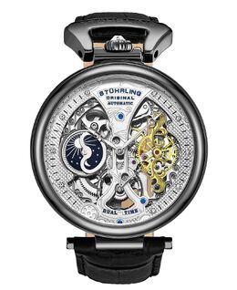 Мужские часы с черным кожаным ремешком, 46 мм Stuhrling 10540732 | black