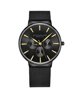 Мужские часы-браслет из нержавеющей стали с черной сеткой 39 мм Stuhrling 10540651 | black