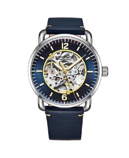 Мужские часы с синим кожаным ремешком, 42 мм Stuhrling 10540951 | blue
