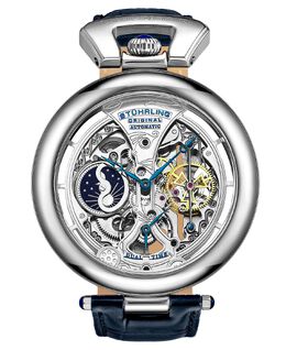 Мужские часы с синим кожаным ремешком, 49 мм Stuhrling 10540725 | blue