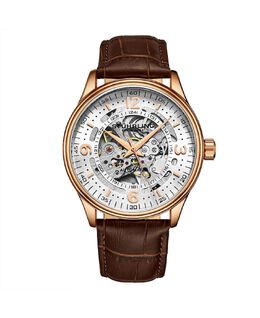 Мужские часы с коричневым кожаным ремешком, 42 мм Stuhrling 10540799 | brown