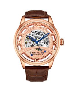 Мужские часы с коричневым кожаным ремешком, 48 мм Stuhrling 10540934 | brown
