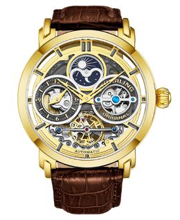 Мужские часы с коричневым кожаным ремешком, 54 мм Stuhrling 10540740 | brown