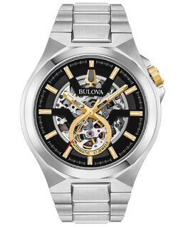 Мужские автоматические часы Maquina с браслетом из нержавеющей стали, 46 мм Bulova 8023712 | silver