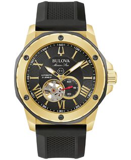 Мужские автоматические часы Marine Star с черным силиконовым ремешком, 45 мм Bulova 11873602 | black