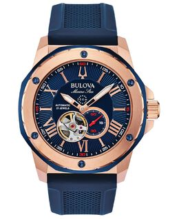 Мужские автоматические часы Marine Star с синим силиконовым ремешком, 45 мм Bulova 8023715 | blue/blue