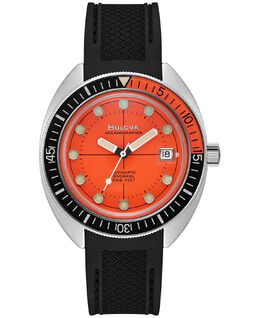Мужские автоматические часы Oceanographer с черным полиуретановым ремешком, 41 мм Bulova 12077337 | silver